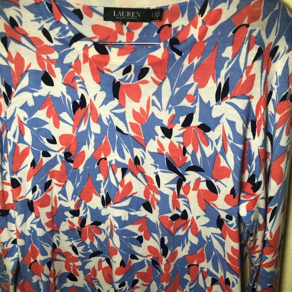 Lauren Ralph Lauren Floral-Print Crewneck long sleeve Sweater size L - Picture 5 of 8